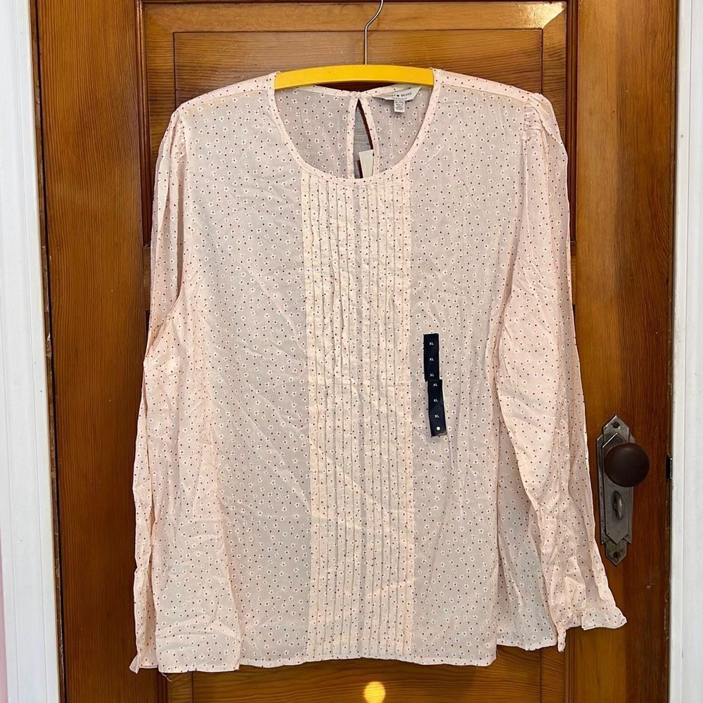 Lucky Brand Semi Sheer Pink Floral Long Sleeve Blouse Women’s XL